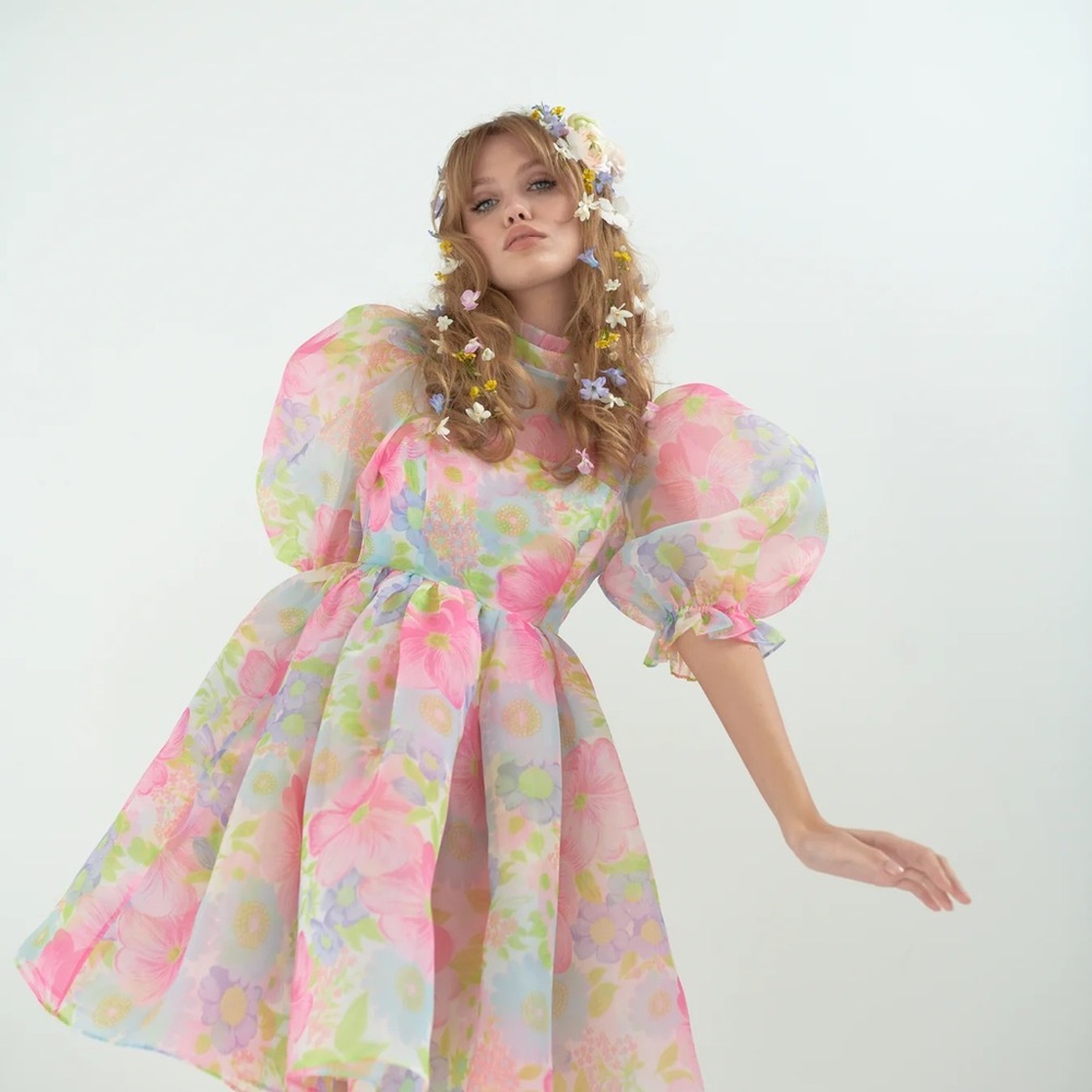 Selkie Sugar Sugar Royal Puff Mini Dress NWT Size small